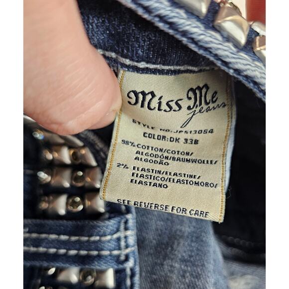 Miss Me Rhinestone Studded Jean's Jp513054 Skinny bling 26 / 29 y2k thick stitch - Picture 4 of 9
